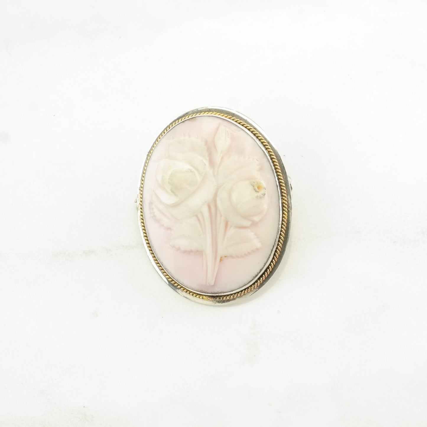 Choice of Vintage Pink, Orange Silver Brooch Portrait, Roses Cameo Sterling