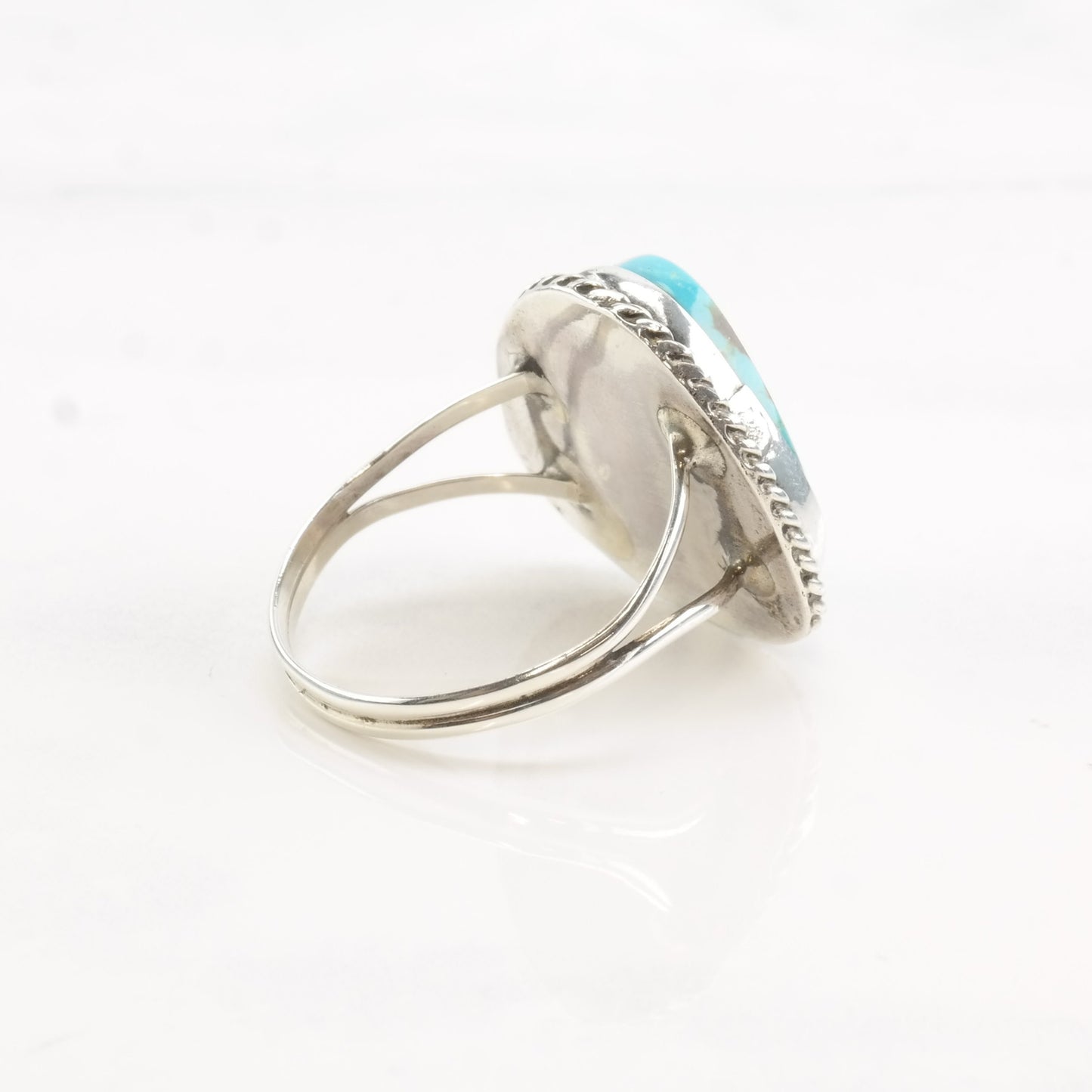 Vintage Southwest Silver Ring Turquoise Triangle Sterling Size 8