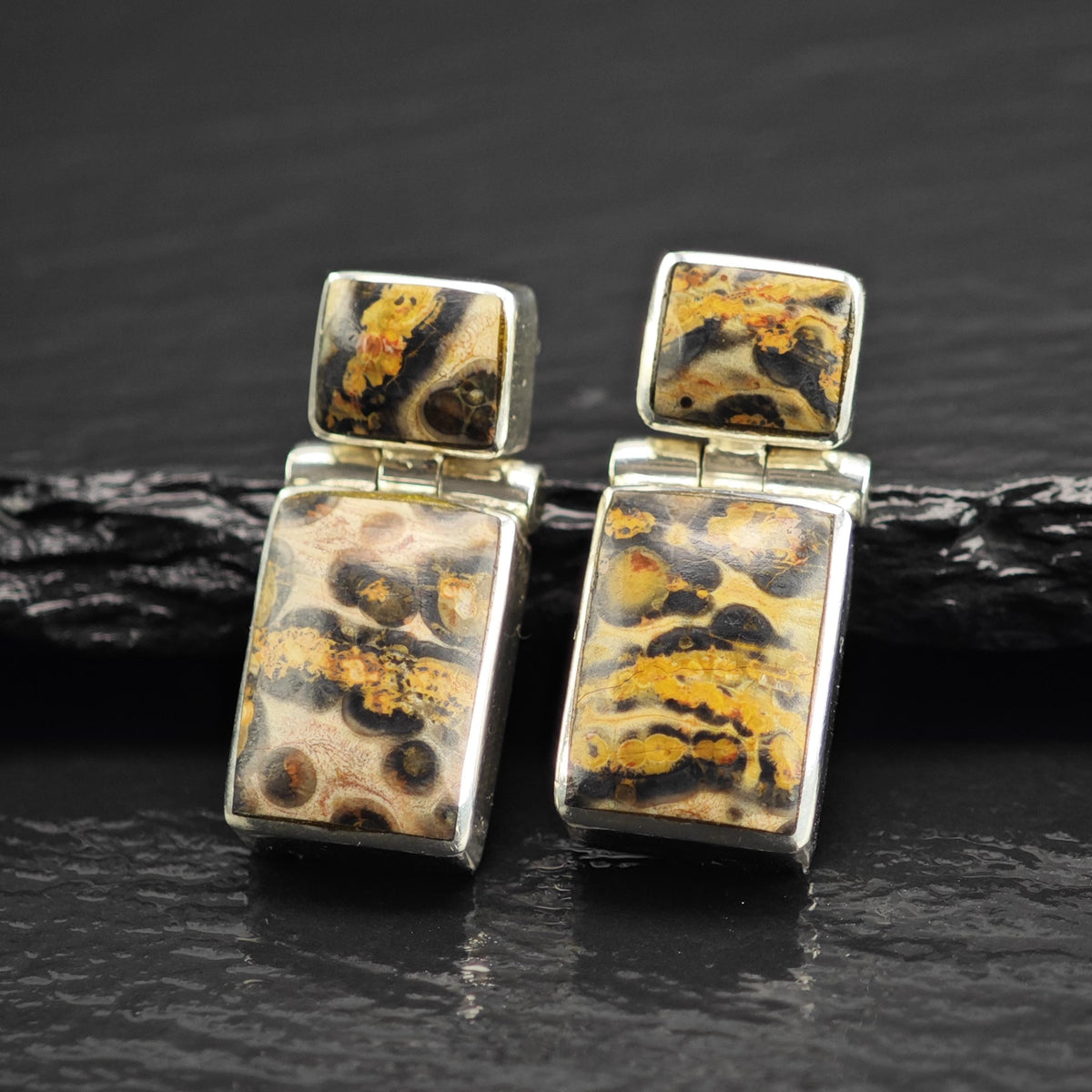 Jasper Hinged Dangle Stud Sterling Silver Stud Earrings ER3210