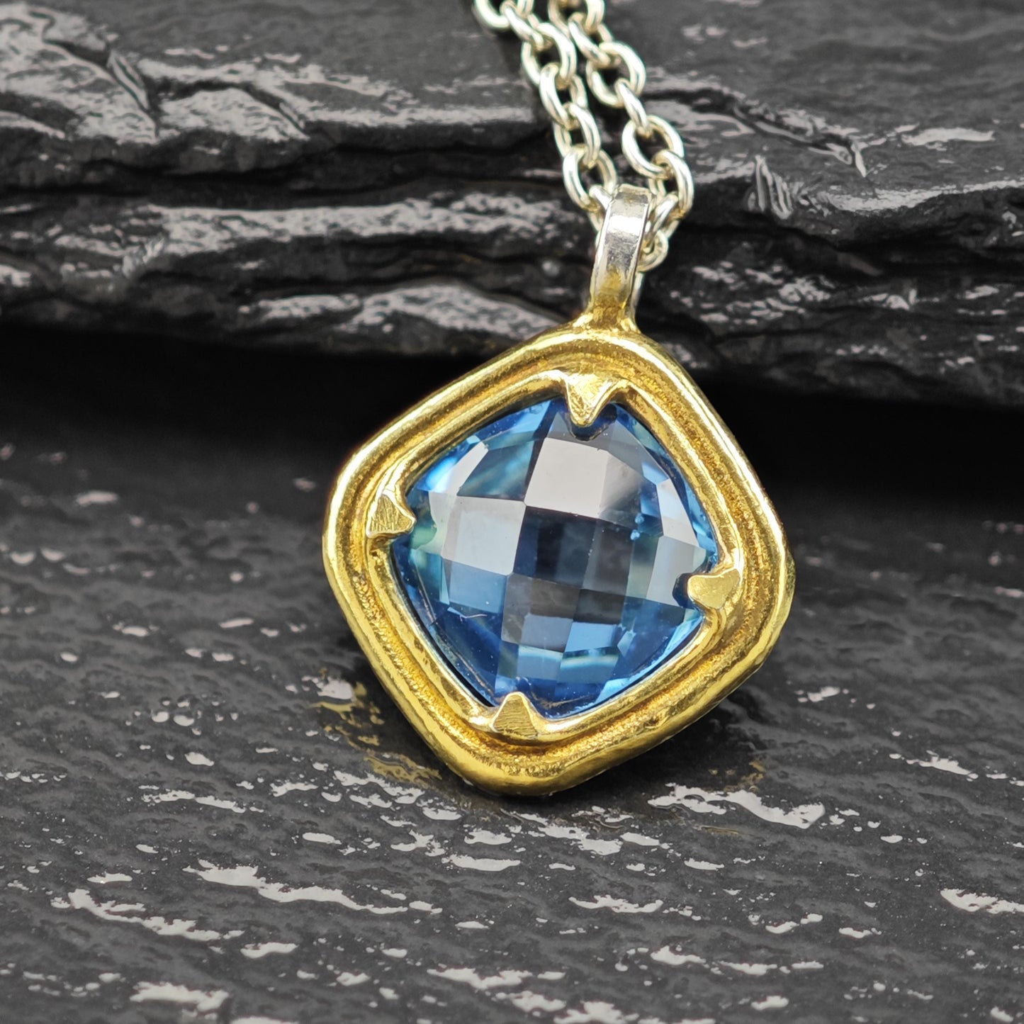 Gurhan Sterling Silver Blue, Gold Topaz Necklace
