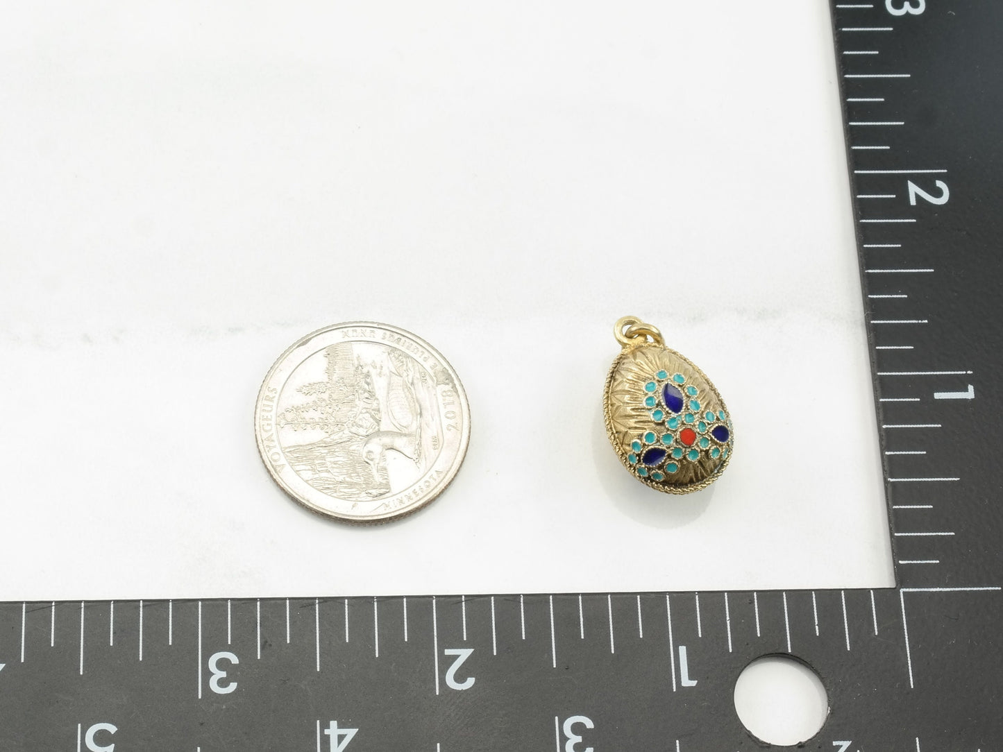 Sterling Silver Enamel Egg Gold Gilded Pendant P1844