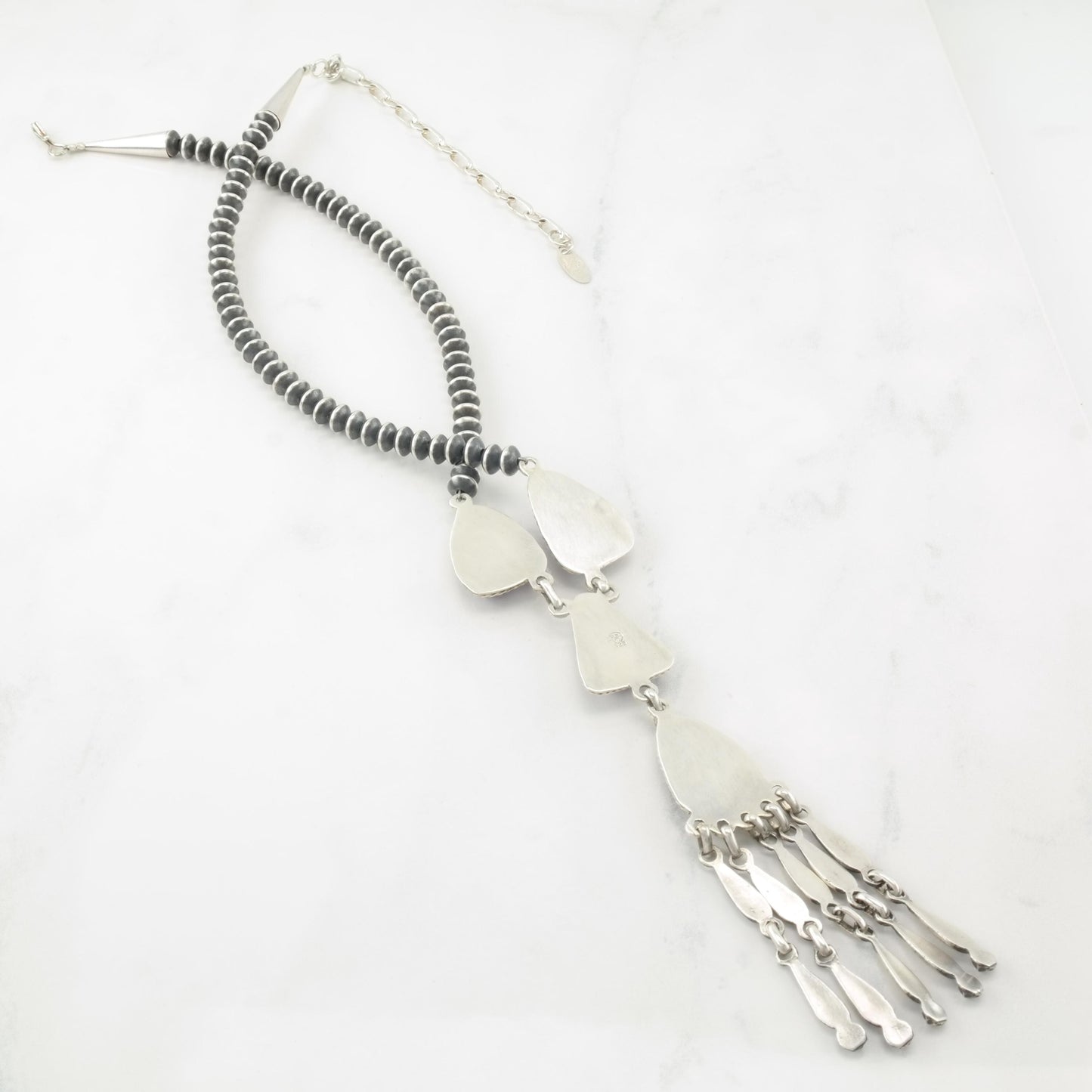 Running Bear Sterling Silver Beaded Necklace N2408