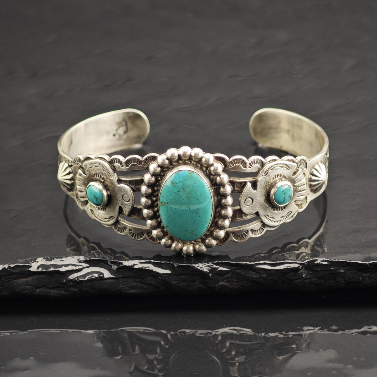Bell Trading Post Turquoise Bird Sterling Silver Cuff Sz 6 1/2" BR3150