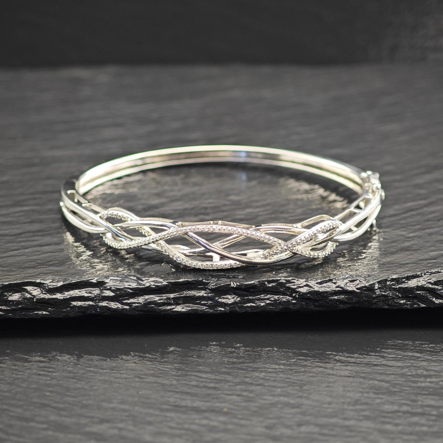 JWBR White Diamond Bangle Bracelet Sterling Silver