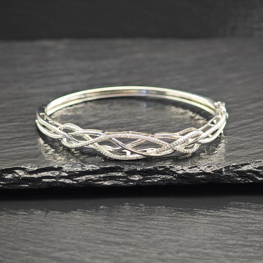 JWBR White Diamond Bangle Bracelet Sterling Silver