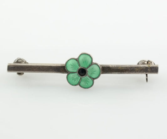 Vintage Sterling Silver Enamel Flower Brooch