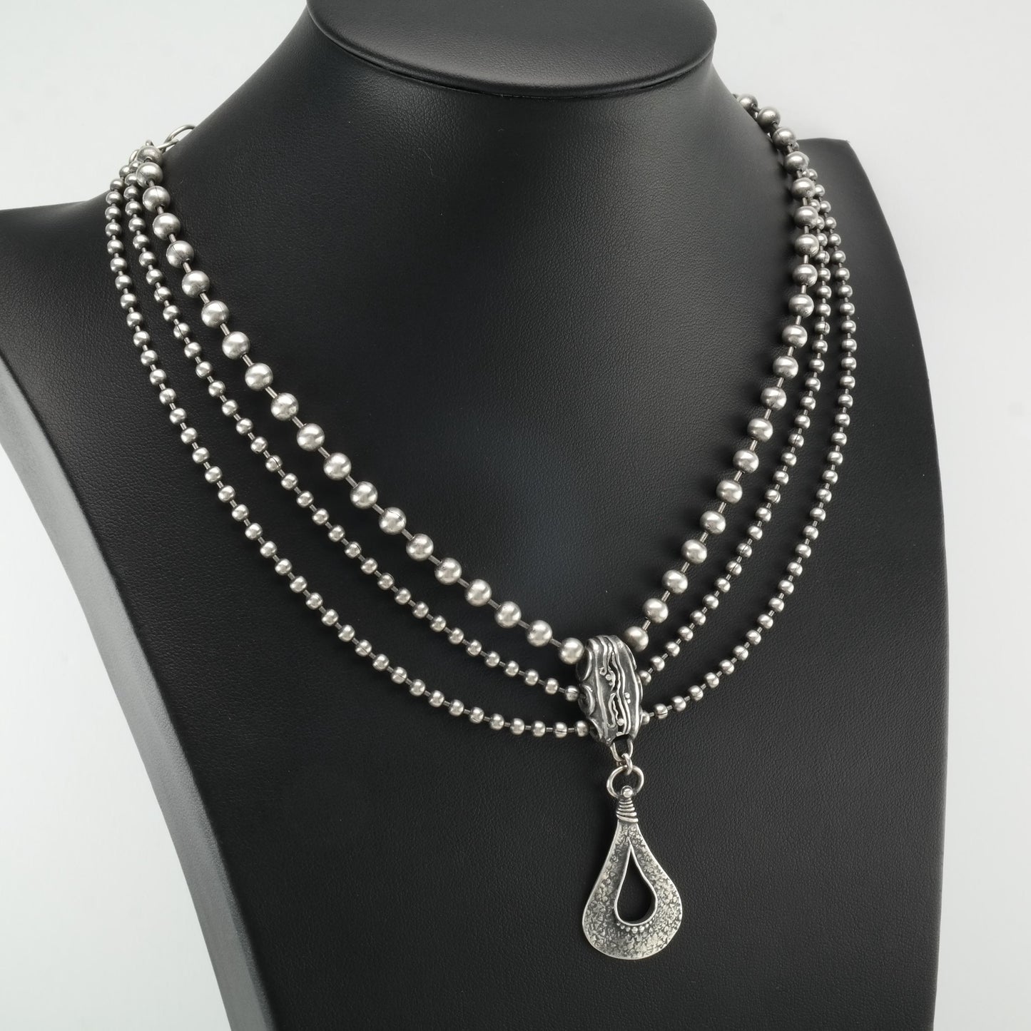 Vintage Silpada Oxidized, Sterling Silver 3 Strand Necklace N2380