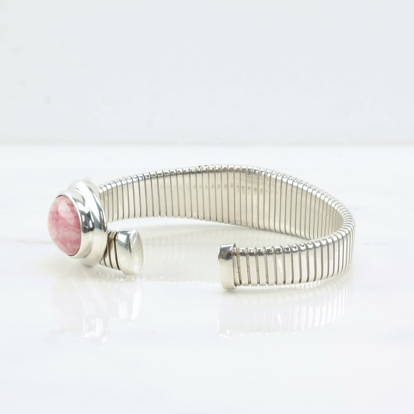 ESPO Sterling Silver Cuff Bracelet Rhodochrosite Oval