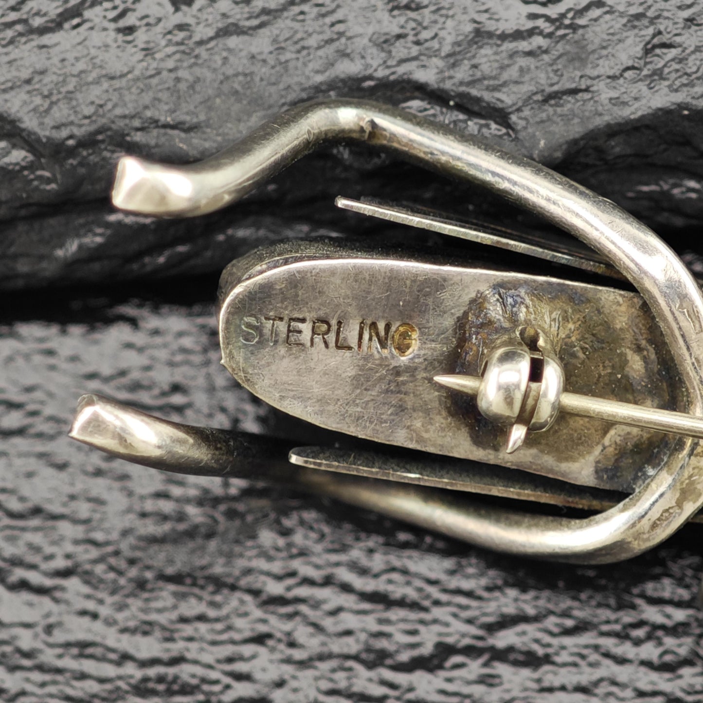 Native American Sterling Silver Brooch Grasshopper Green Malachite