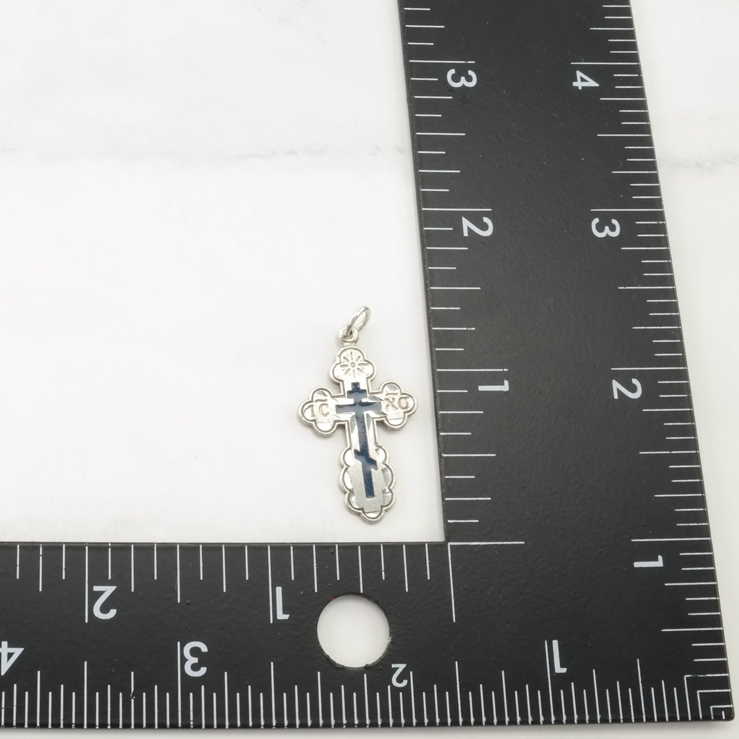 Vintage Eastern Orthodox Enamel Cross, ICXC Sterling Silver Pendant