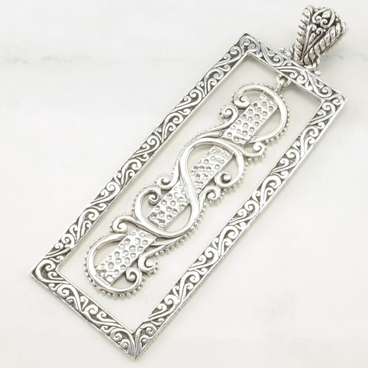 Vintage Sarda Scroll Hanging Middle Sterling Silver Pendant