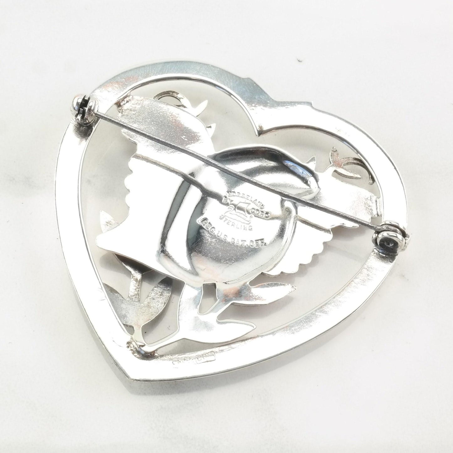 Bird Heart Brooch Sterling Silver Norseland by Coro