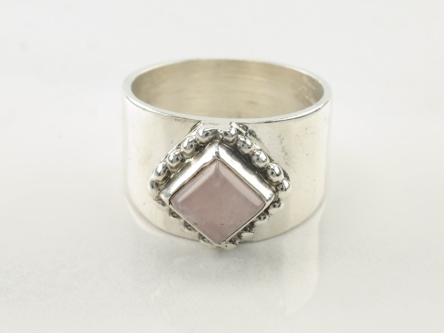 Vintage Carol Felley Silver Ring Rose Quartz Sterling Size 6 1/4