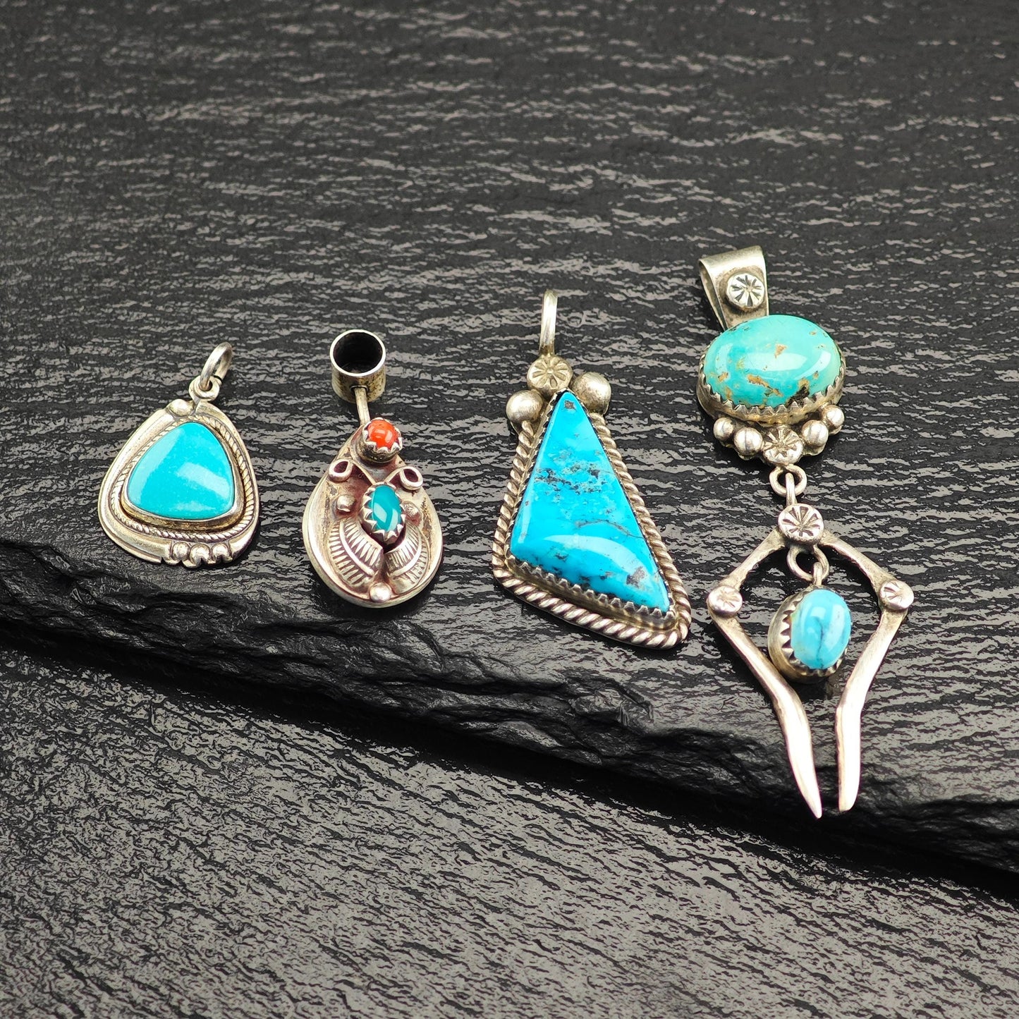 Choice Of Native American & SW Turquoise Pendants Sterling Silver