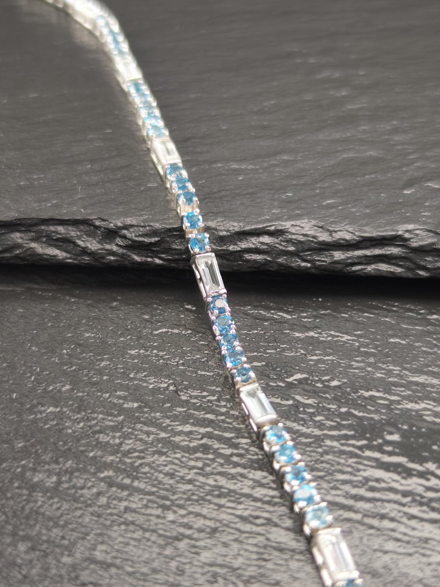 Choice of Blue Topaz Line Bracelet Sterling Silver