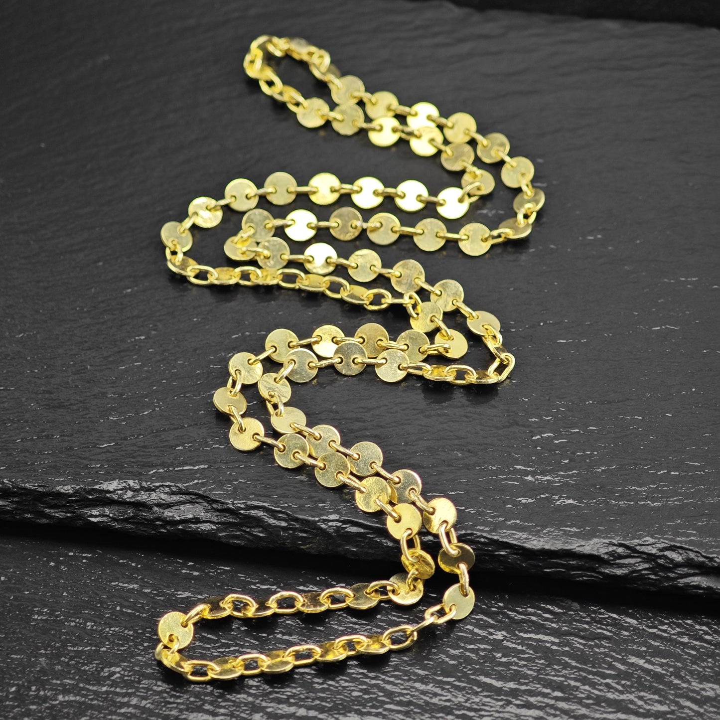 Choice of Silver or Gold Plated Sequin Disc Chain Sterling Silver Necklace N2761
