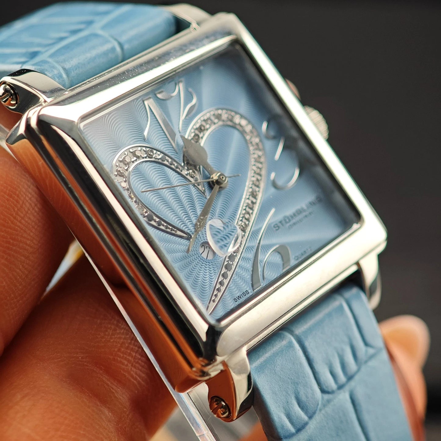 NWT Stuhrling Swiss Quartz Blue Watch Stainless Steel 5"-7" BR2944