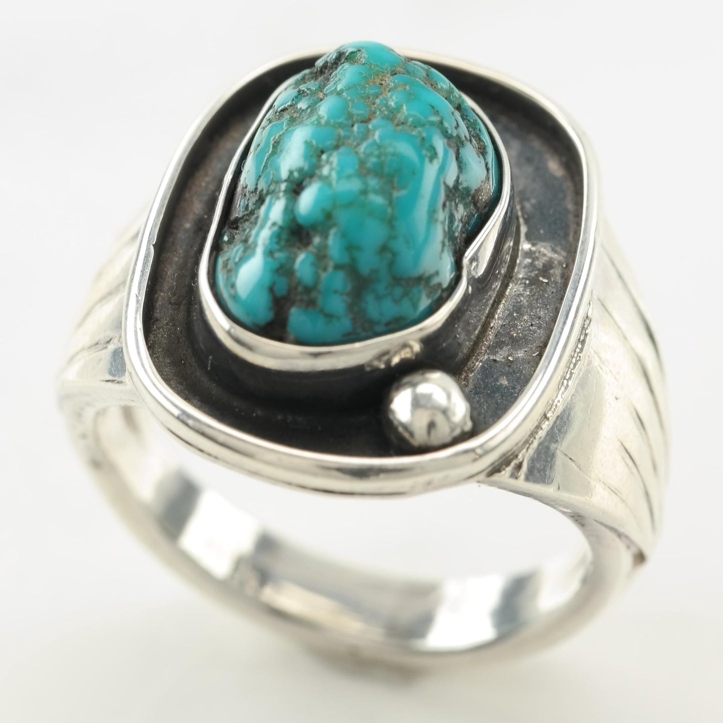 Southwest Turquoise Sterling Silver Ring Size 10