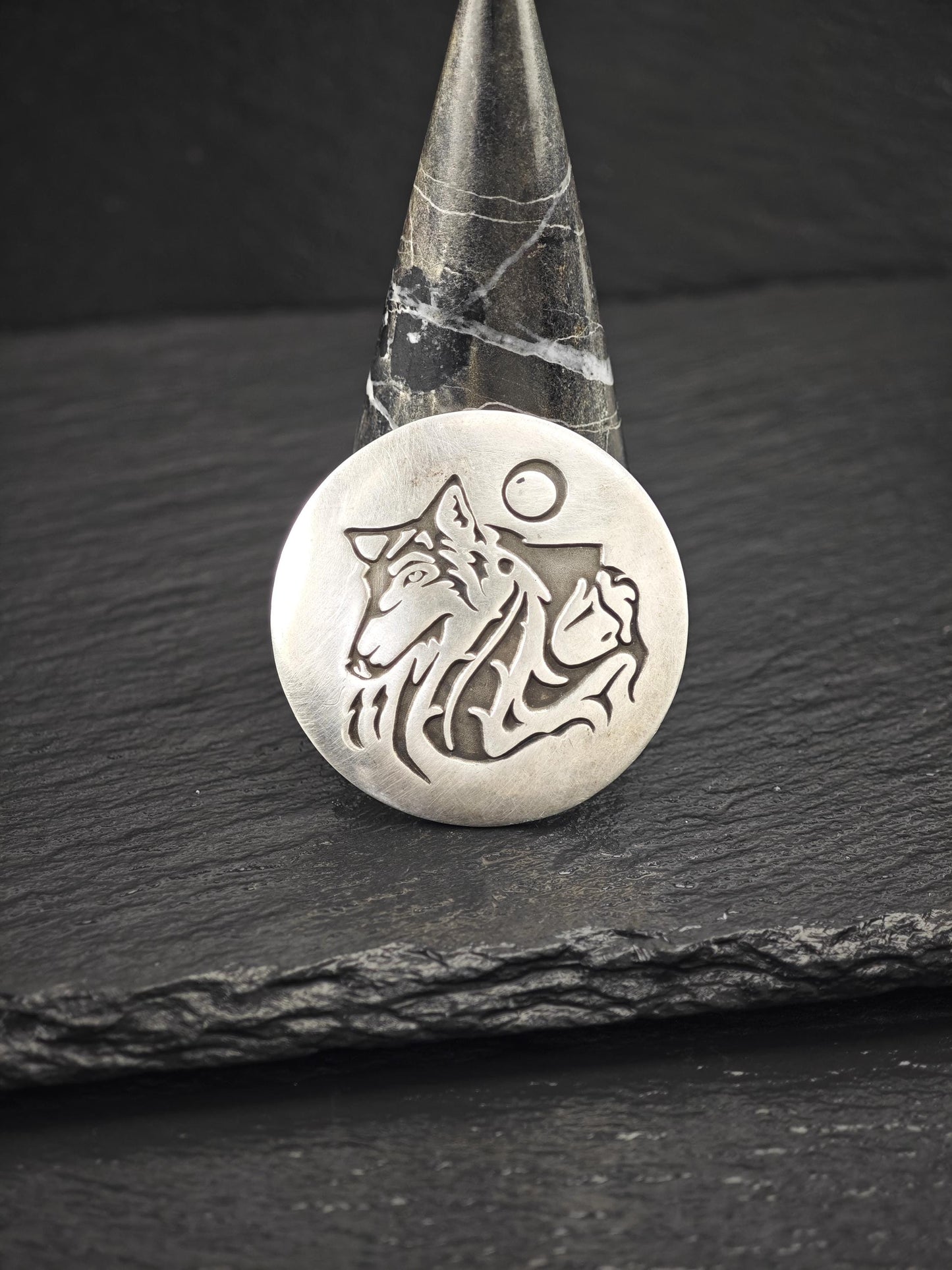 MAG, Jeanne Gamble Wolf, Moon Overlay Brooch/Pendant Sterling Silver