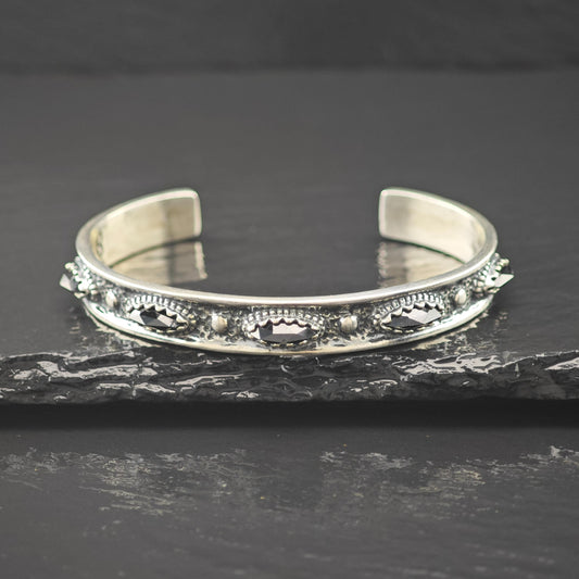 Carolyn Pollack Onyx Sandcast Cuff Bracelet Sterling Silver