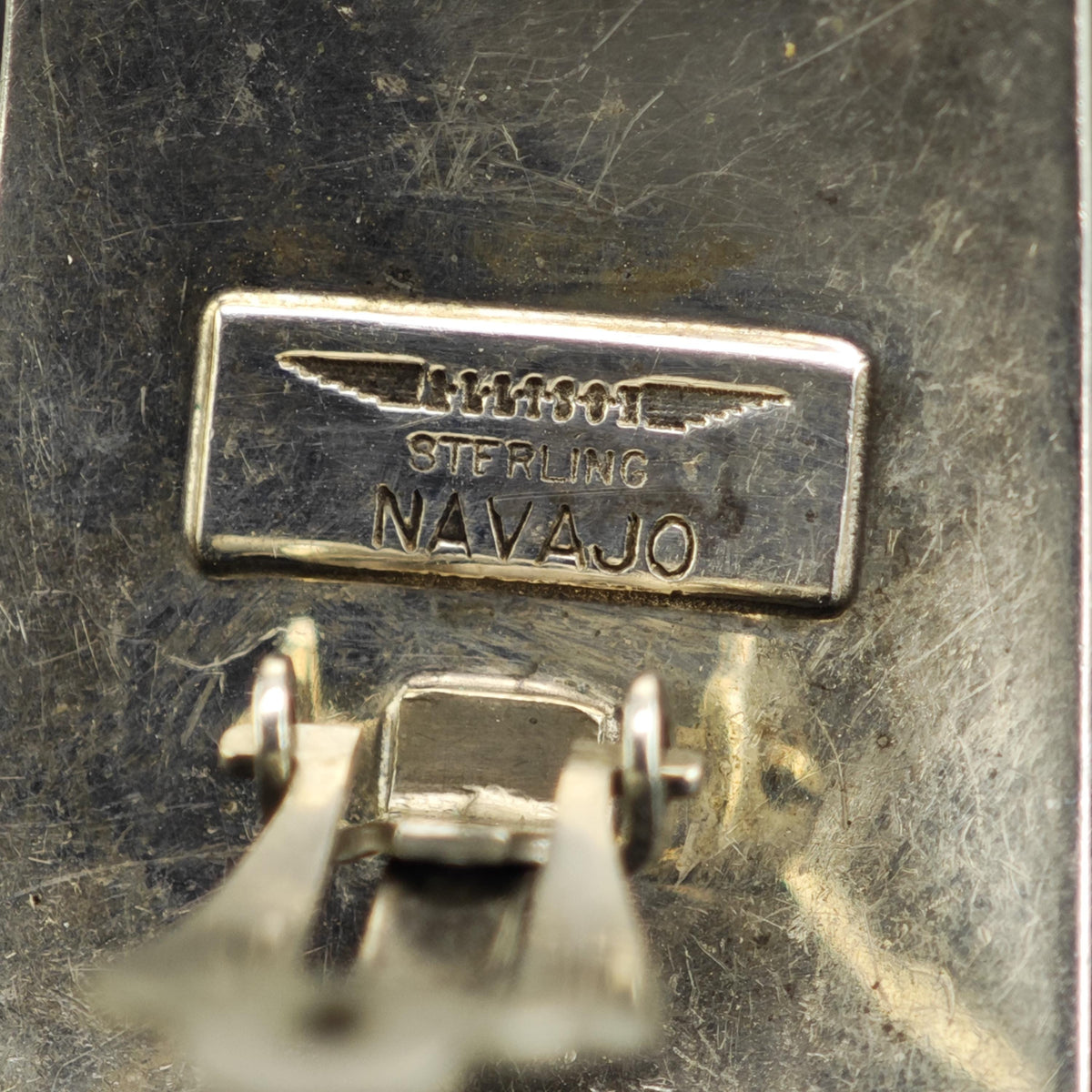 Vintage Navajo, Native American Geometric Sterling Silver Clip On Earrings ER3203
