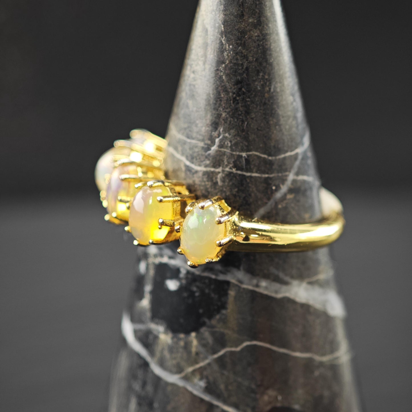 Yellow Opal Gold Plated Ring Sterling Silver Sz 8