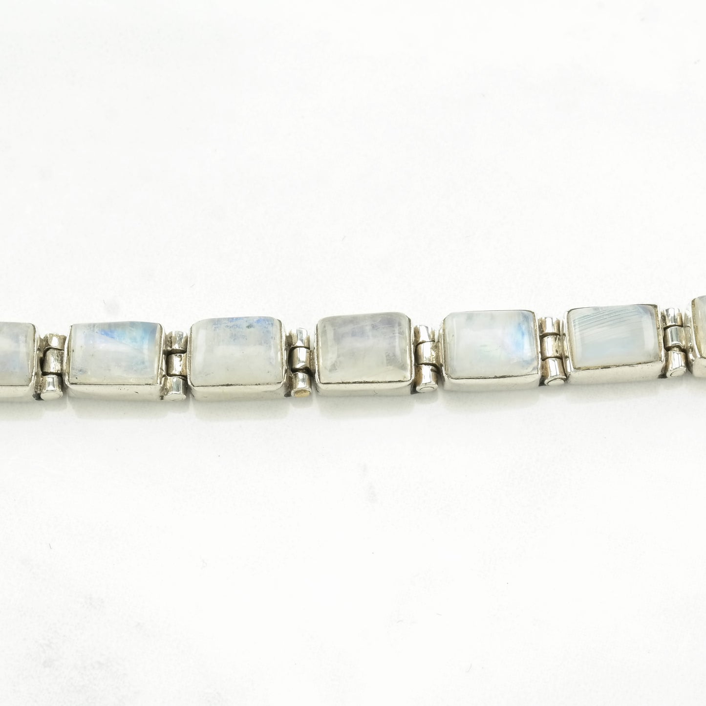 Sterling Silver Line Bracelet Rainbow Moonstone