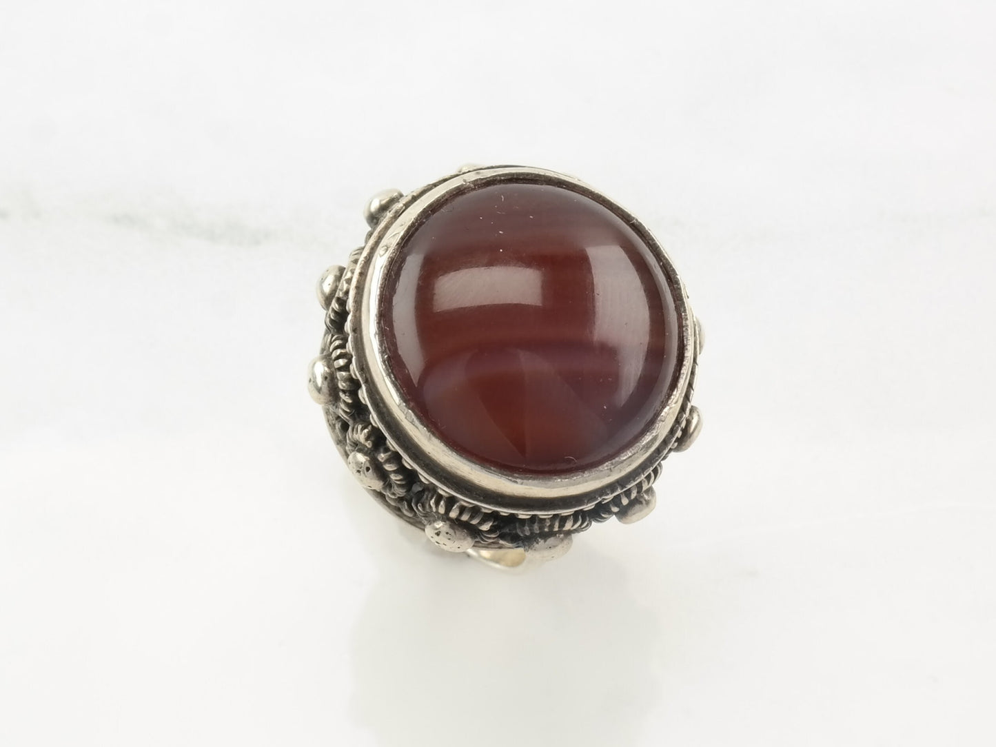 Brutalist Ring Agate Sterling Silver Size 7 1/2