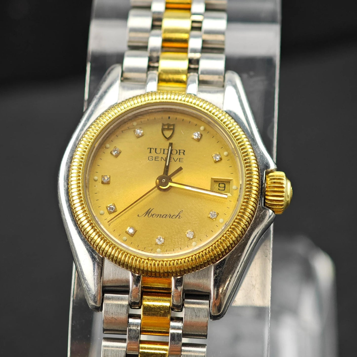 Vintage Tudor Monarch Diamond Dial Wristwatch 27mm, Stainless & 18K Gold