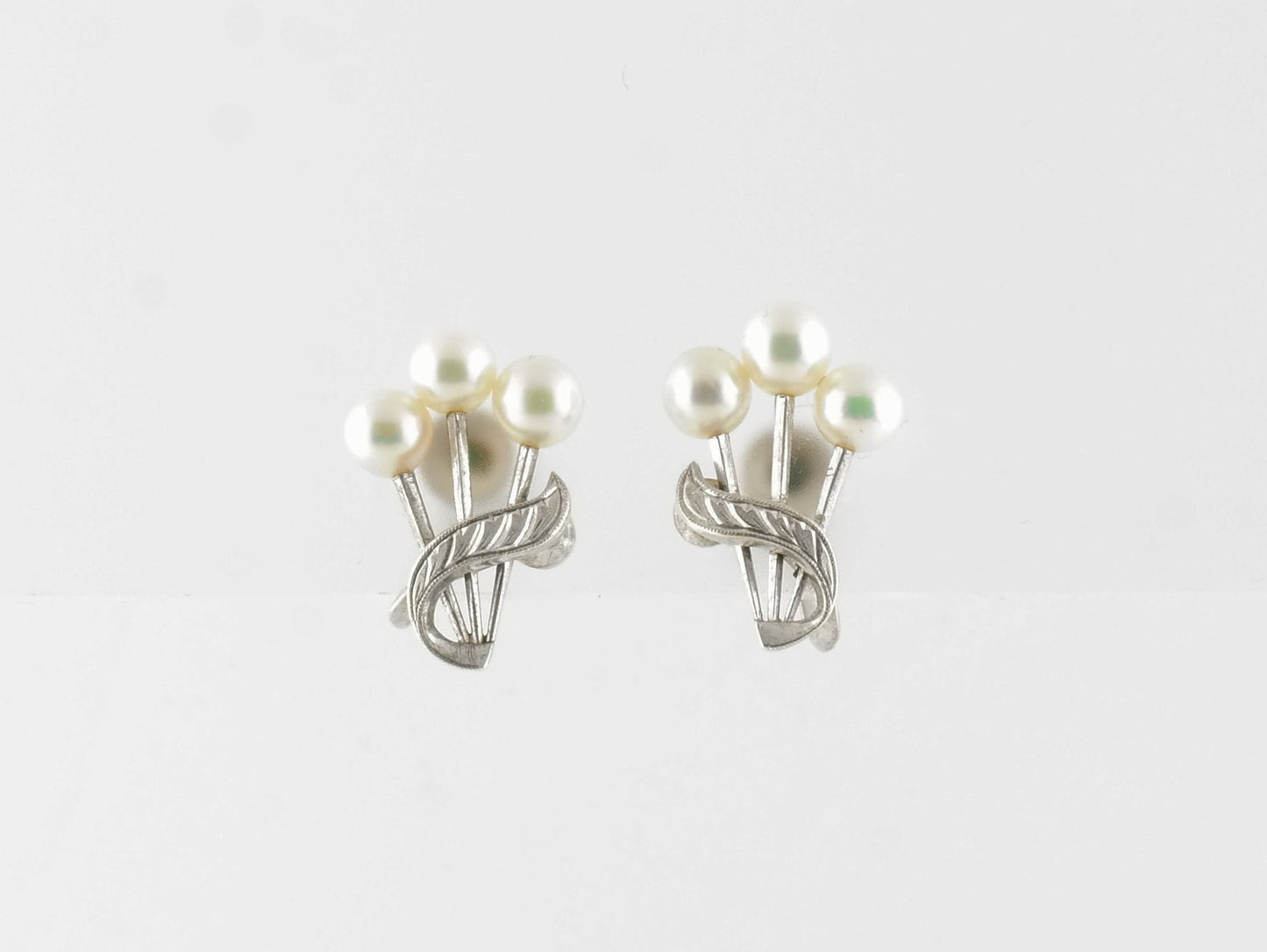 Mikimoto Sterling Silver White Pearl Screw-Back Earrings