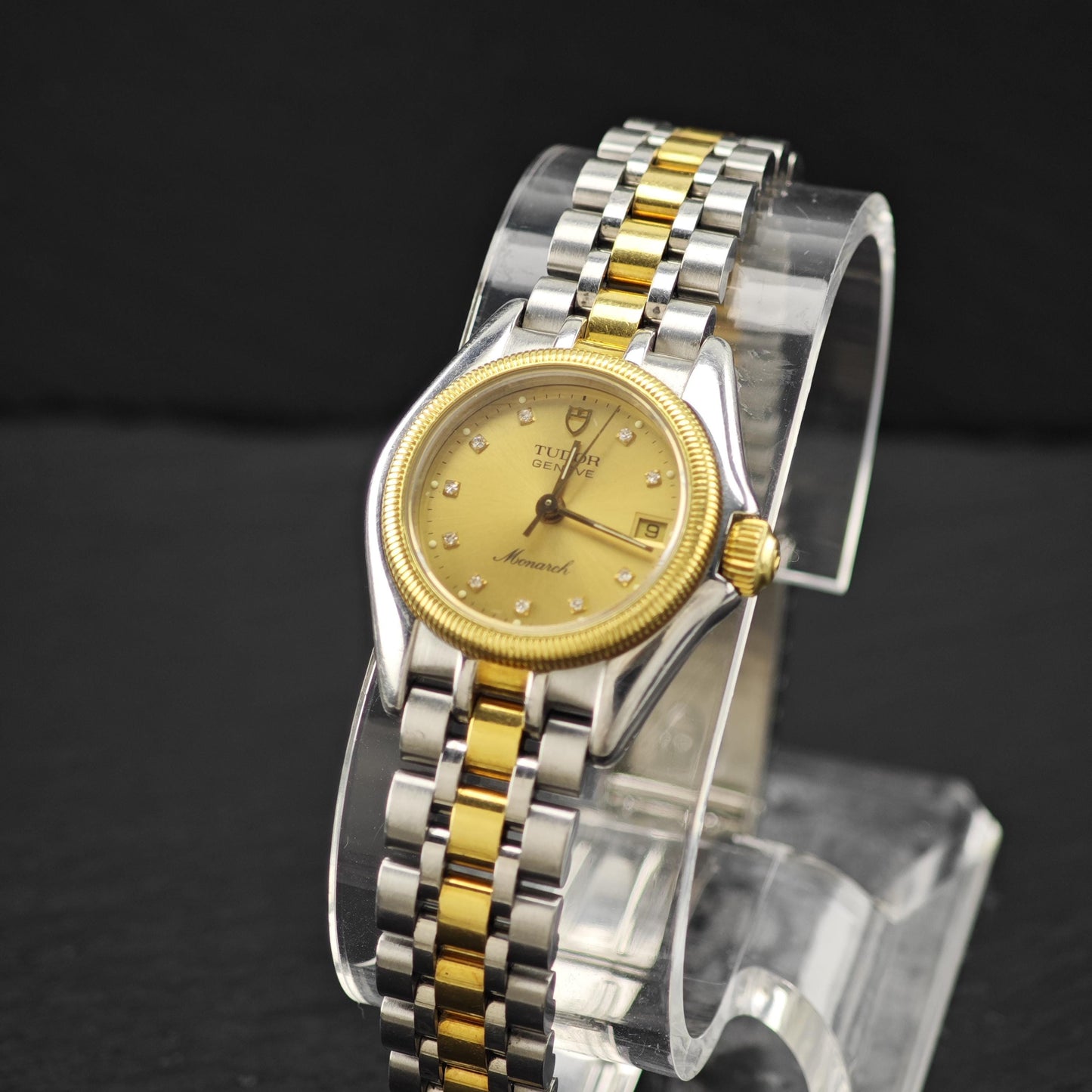 Vintage Tudor Monarch Diamond Dial Wristwatch 27mm, Stainless & 18K Gold