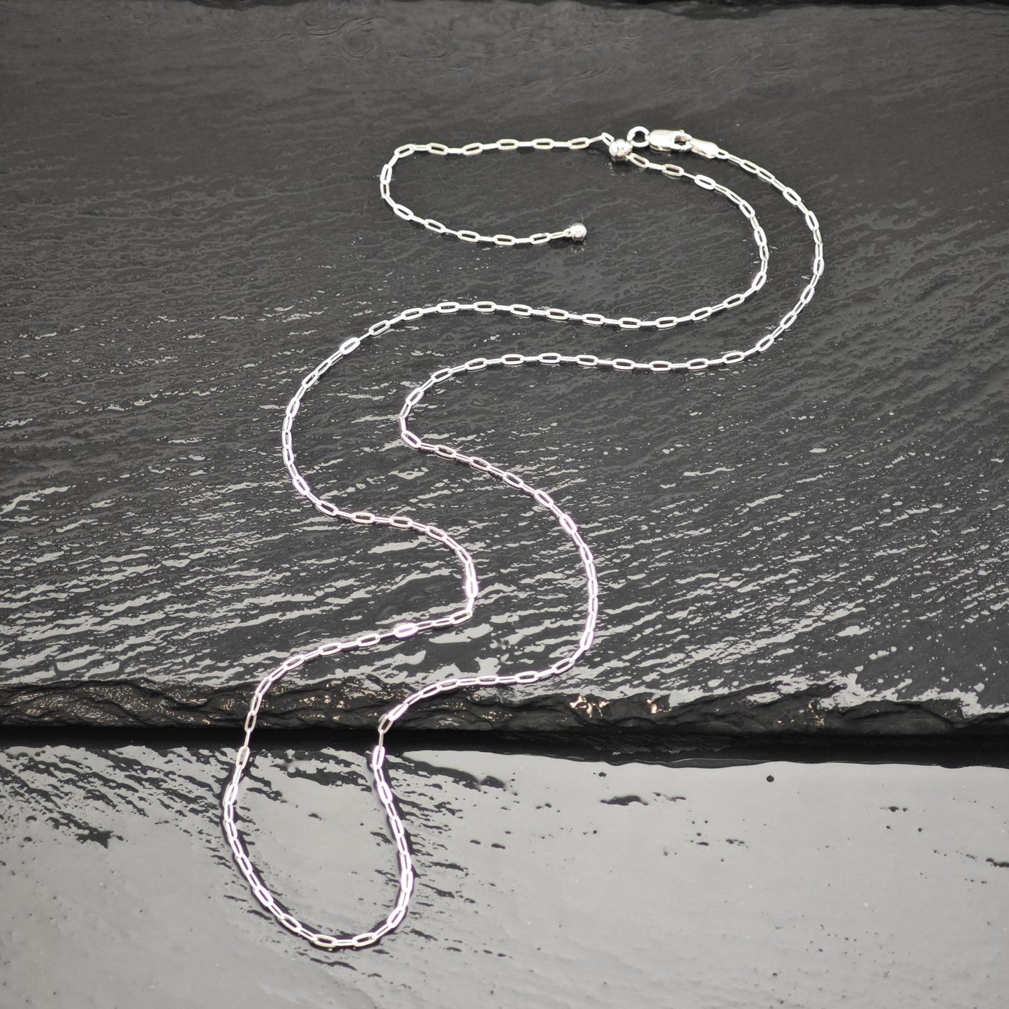 Adjustable Slider Paper Clip Chain Sterling Silver Necklace 24" N2628