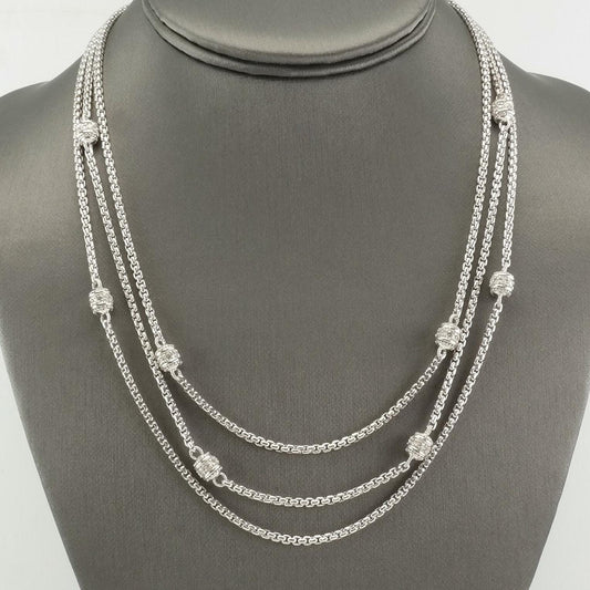 Judith Ripka Sterling Silver CZ Triple Strand Necklace