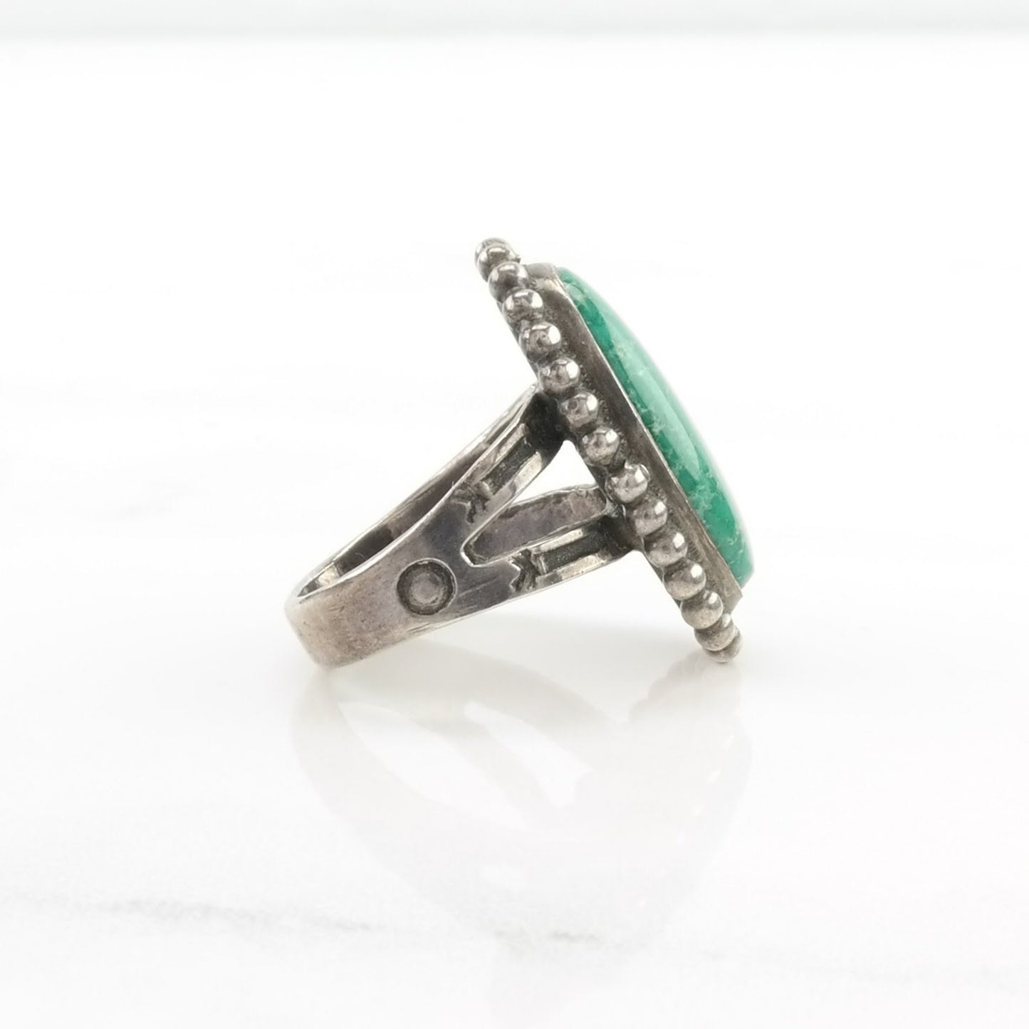 Fred Harvey Era Silver Ring Turquoise Stamped Sterling Green Size 5