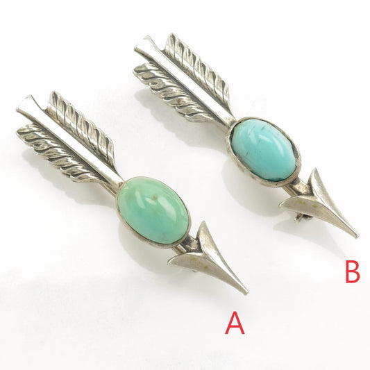 Choice of Native American Sterling Silver Brooch Arrow Turquoise