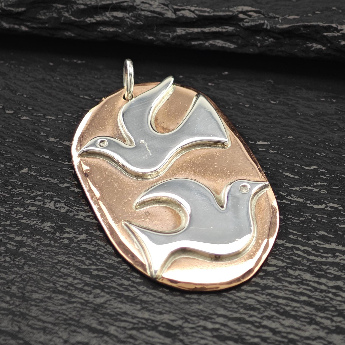 Retired James Avery Copper Dove Pendant Sterling Silver P2803