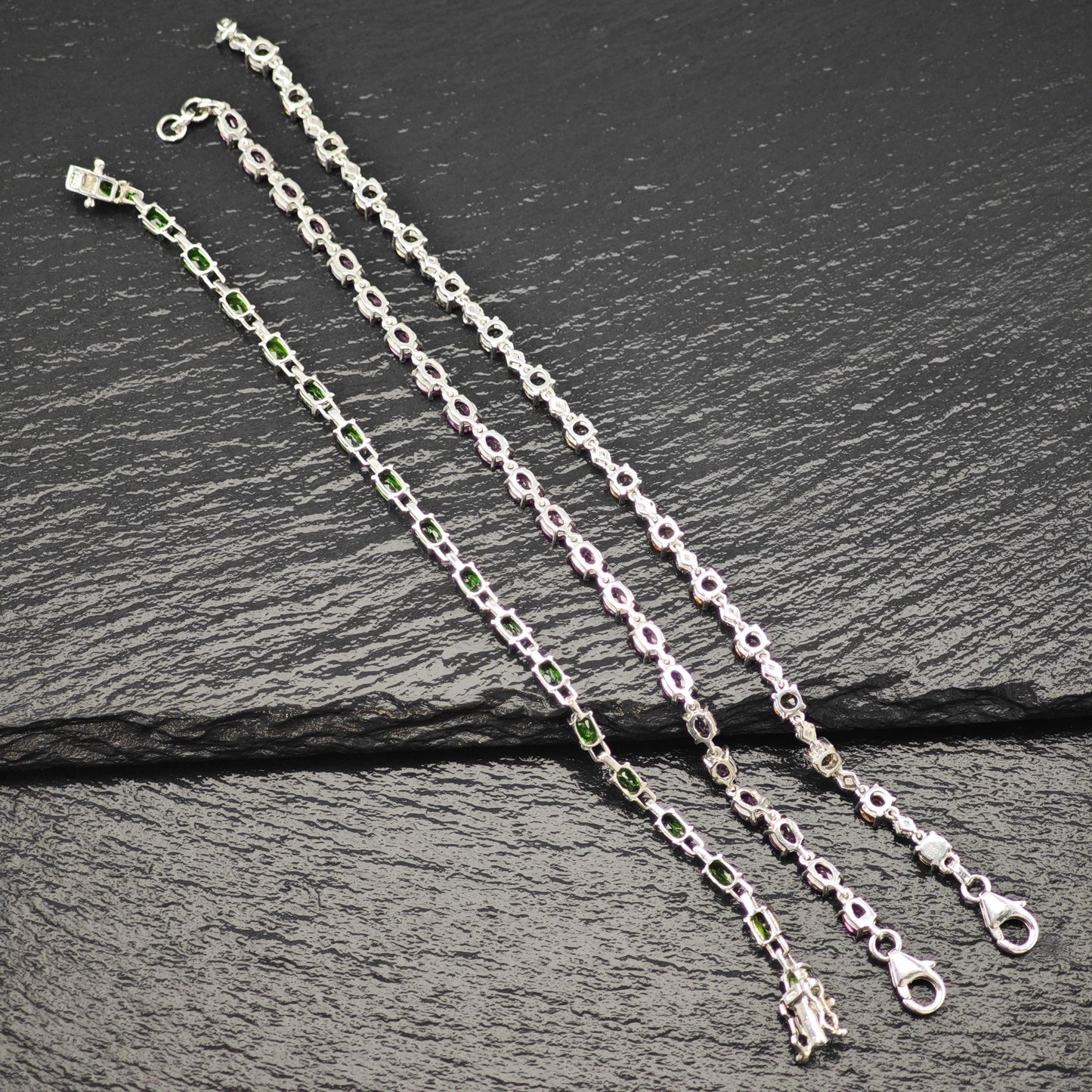 Choice of Natural Gemstone Line Bracelets Sterling Silver