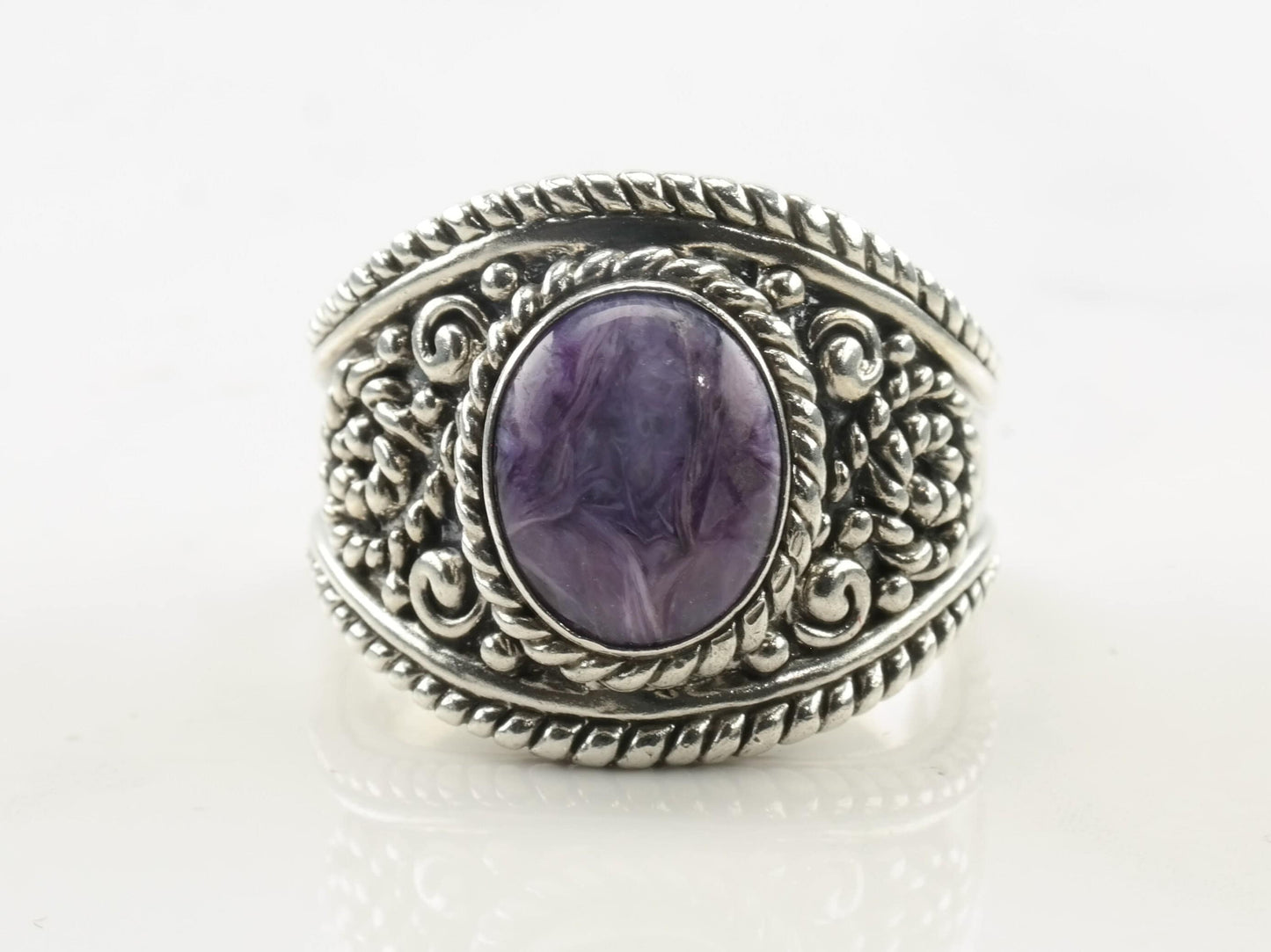 Carolyn Pollack Silver Ring Charoite Sterling Size 8