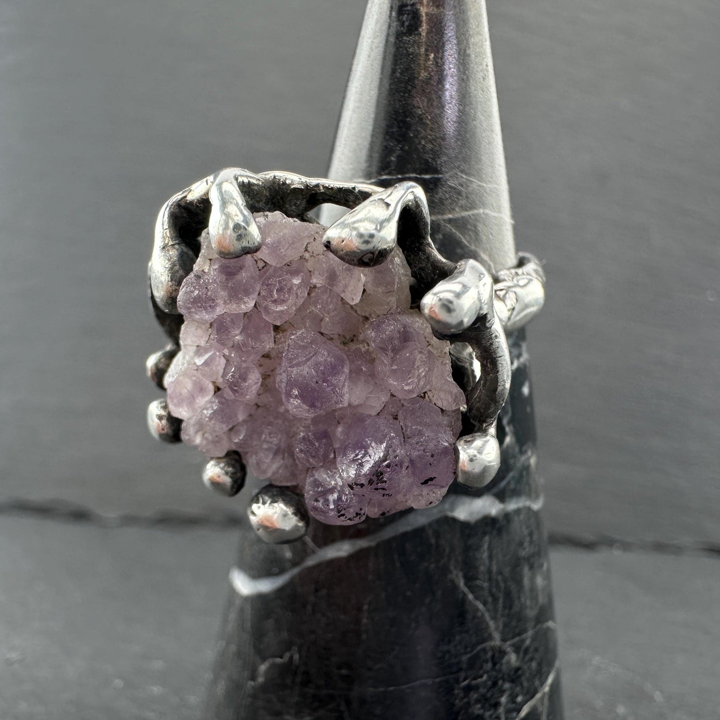 Abstract, Brutalist Sterling Silver Ring Sz7 1/2 R5668
