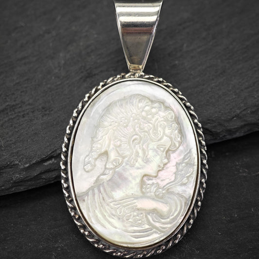 DTR MOP Carved Cameo, Female Sterling Silver P2673