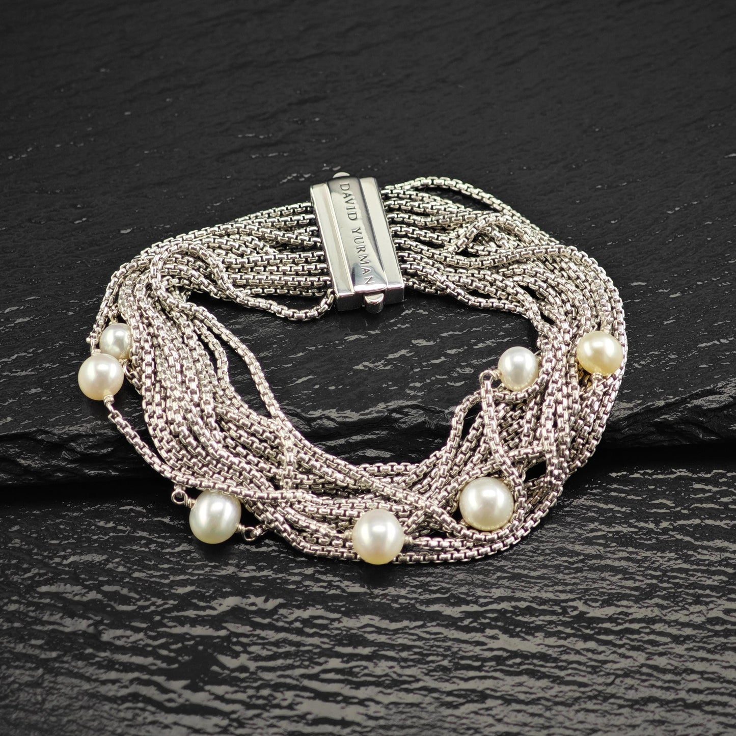 David Yurman Pearl Bracelet Multi Chain Sterling Silver
