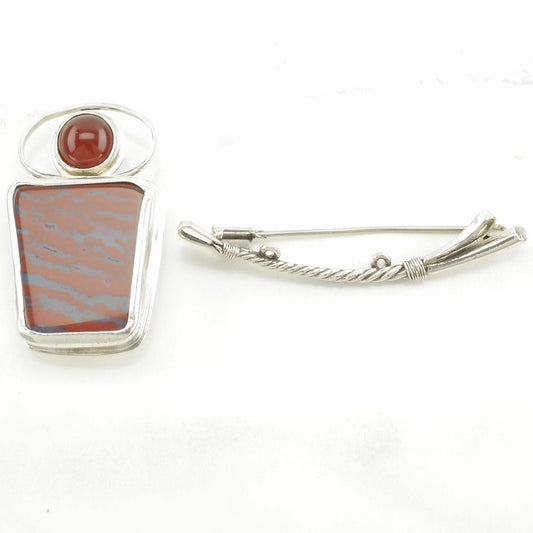 Choice of Vintage Red Silver Brooch Abstract Carnelian Sterling