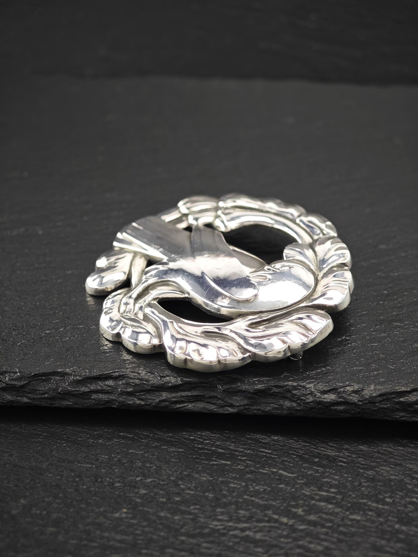 Georg Jensen 70, Floral Bird Brooch Sterling Silver