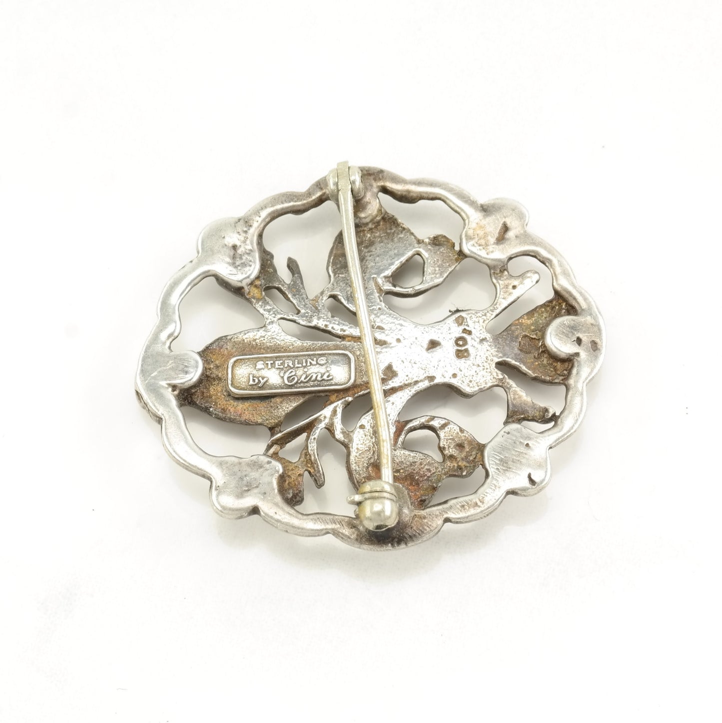 Vintage Cini Sterling Silver Brooch Fleaur De Lis