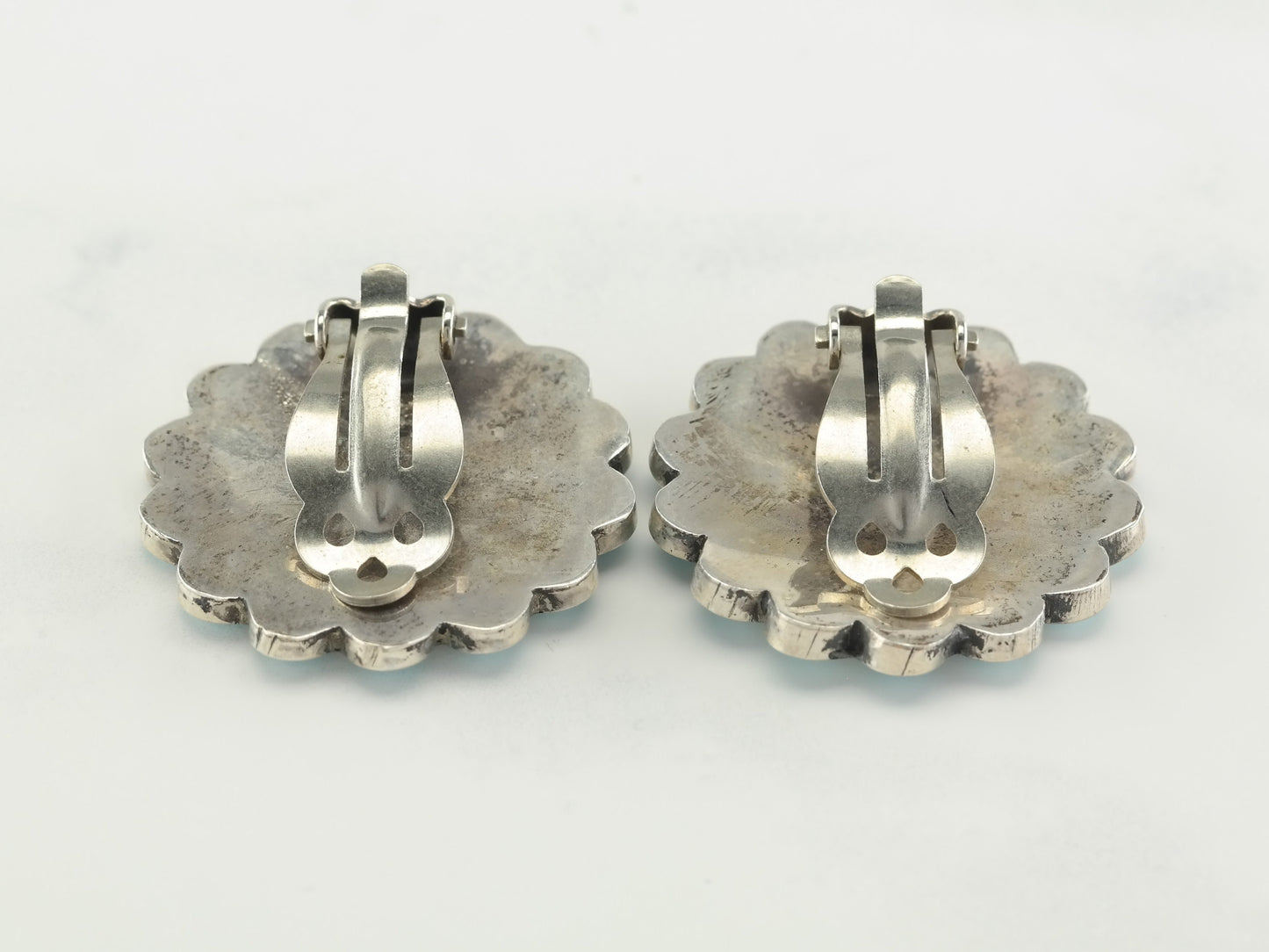 Navajo Silver Turquoise Cluster Clip on Earrings