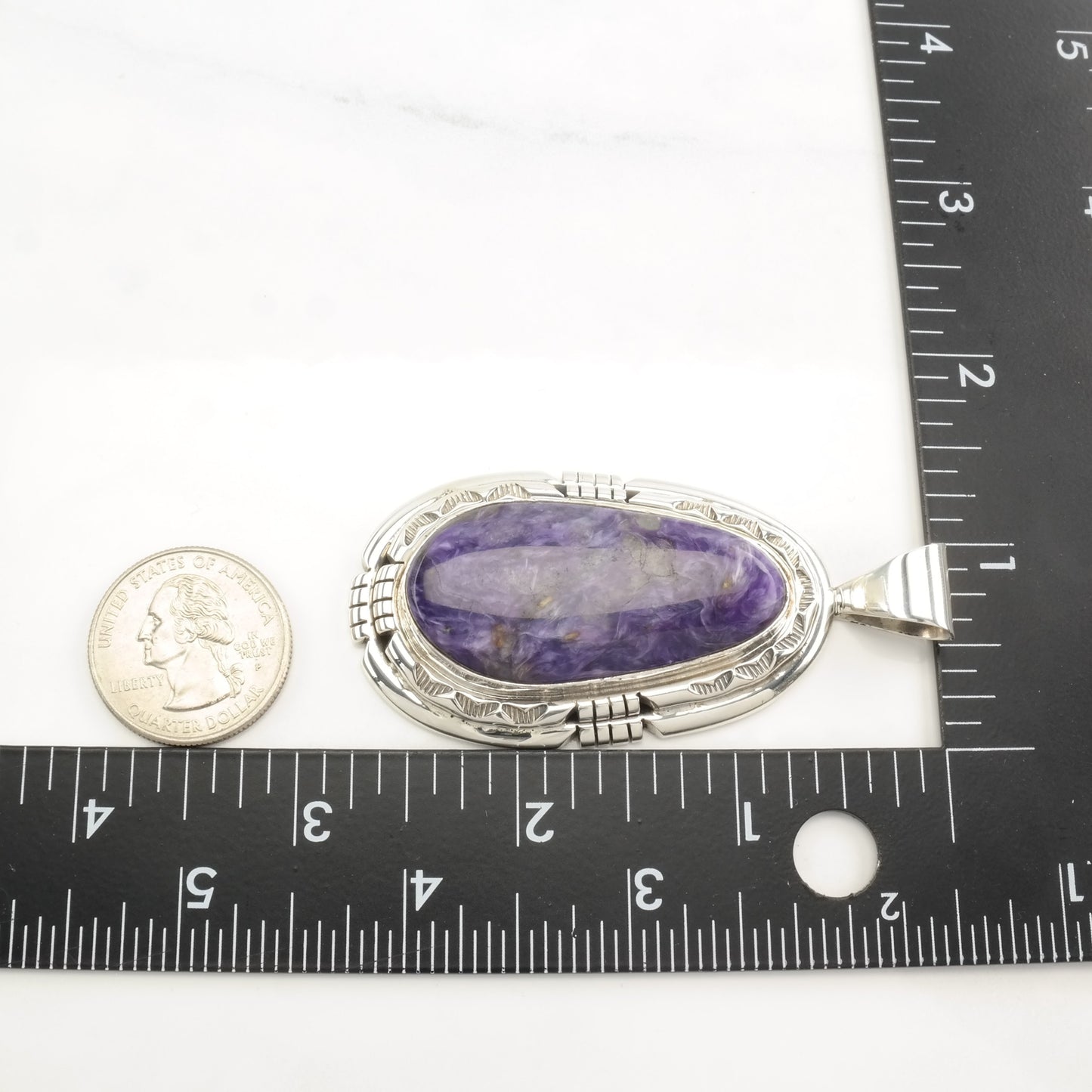 Navajo Charoite Large Sterling Silver Pendant