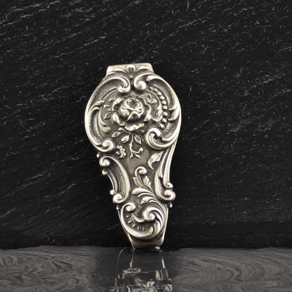 Art Nouveau Repousse Money Clip or Tie Clip Sterling Silver MISC0411