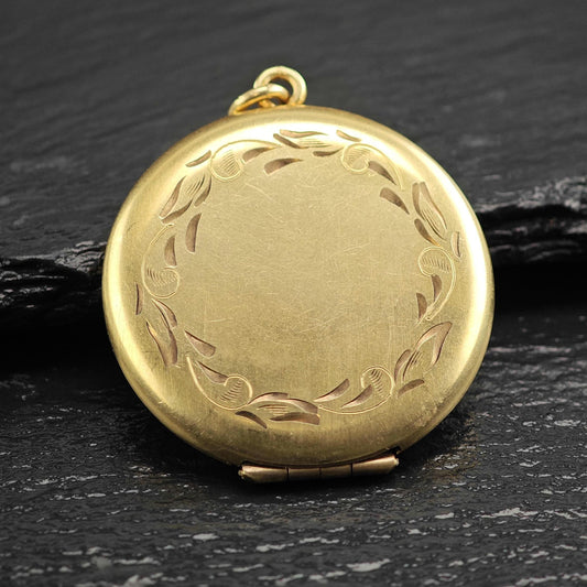 Mid Century Gold Filled Round Locket Pendant P3027