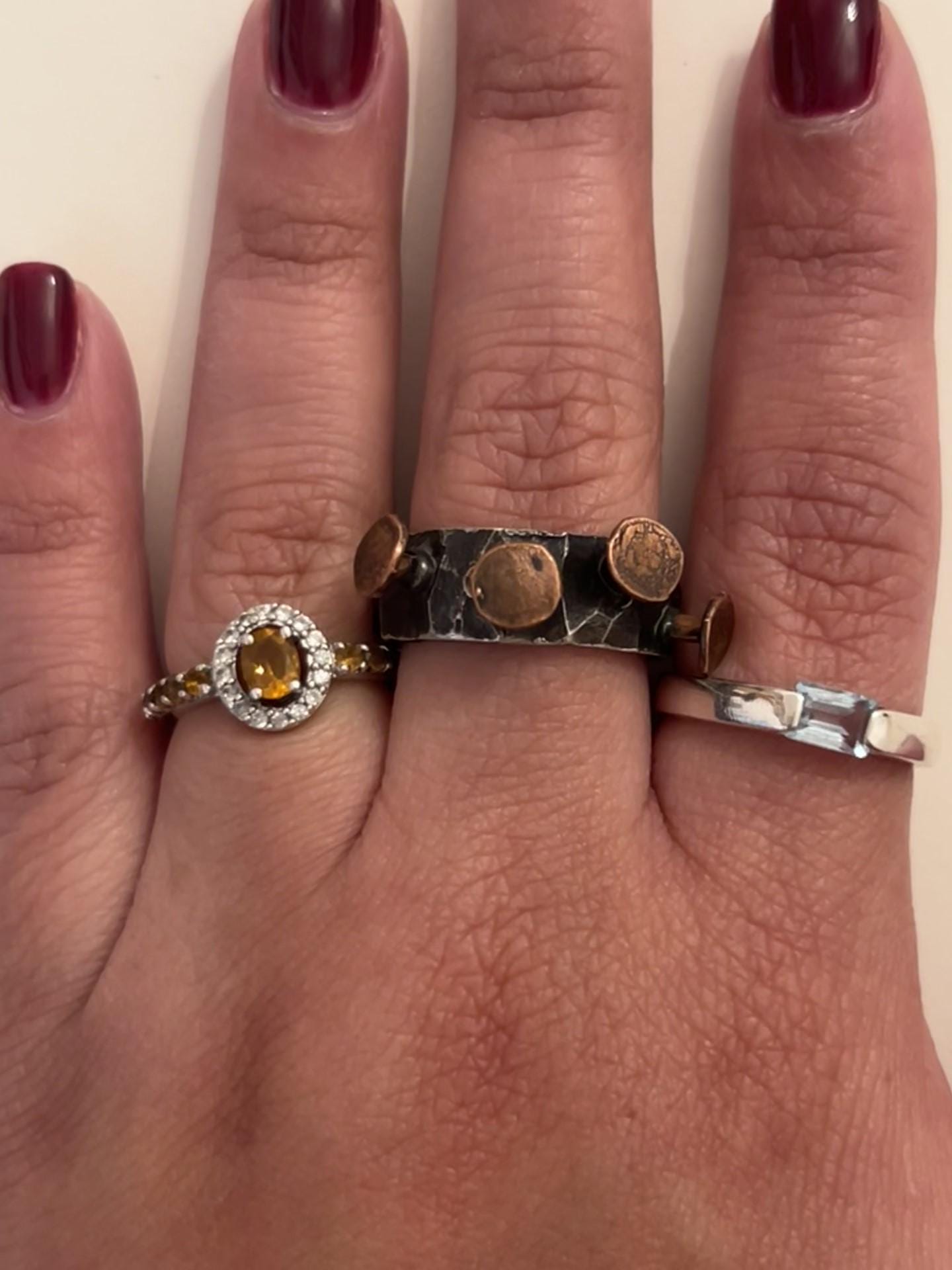 Vintage Sterling Silver Citrine Halo Ring