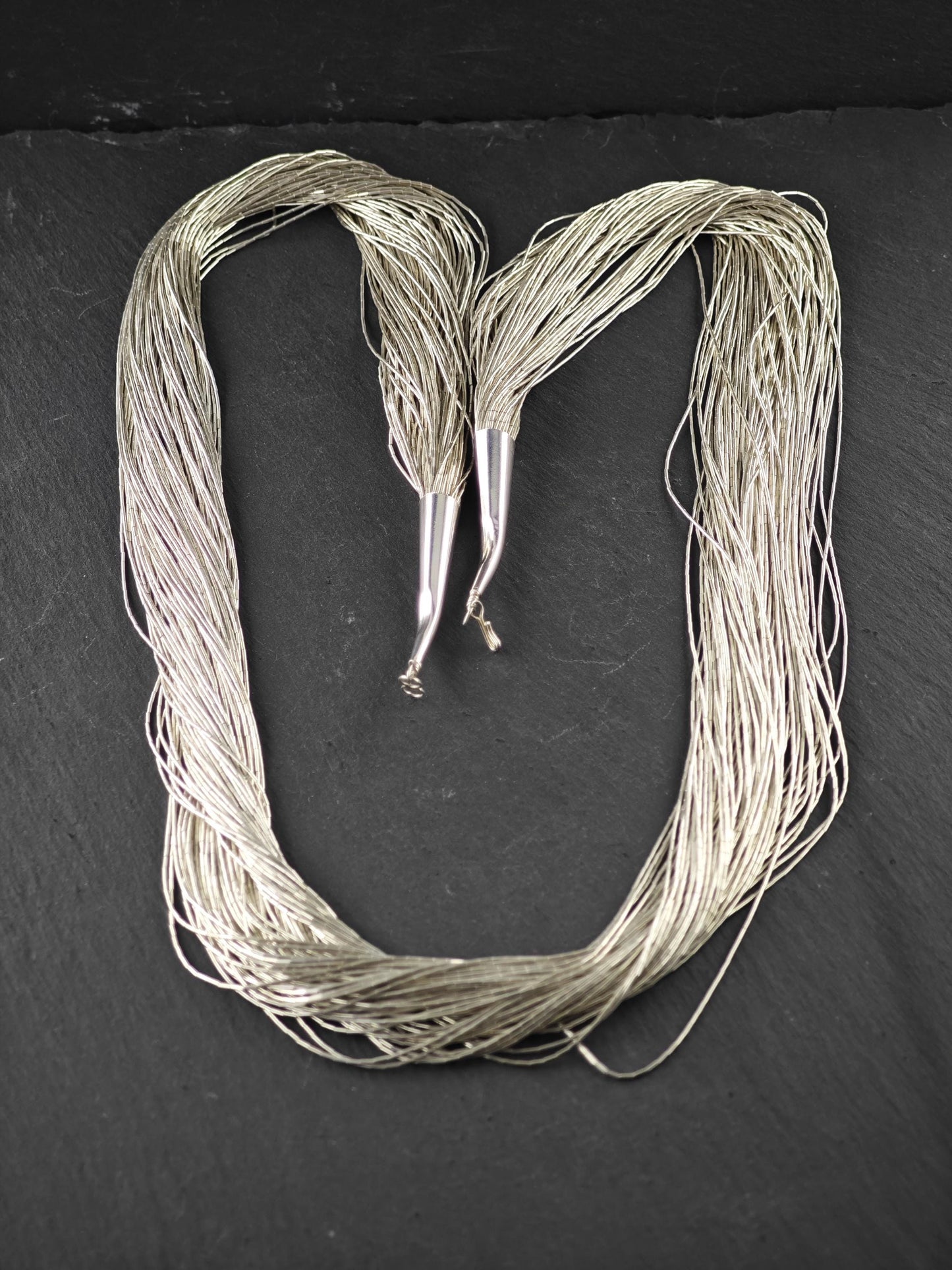 Sterling Silver, Liquid Heishi 75 Strand Necklace N2434